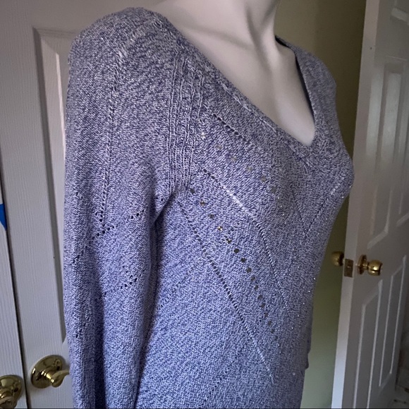 Blue and Silver V-neck Sweater - Picture 2 of 5